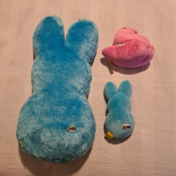 Peeps stuffy bundle, 2 blue bunnies, 1 pink chick - Picture 3 of 5